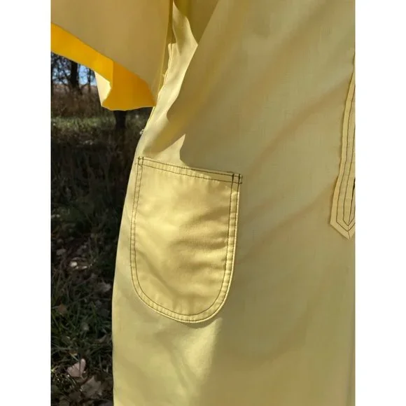 Vintage 1970s Yellow Zip Front Casual dress Front Pocket size L - Picture 3 of 15